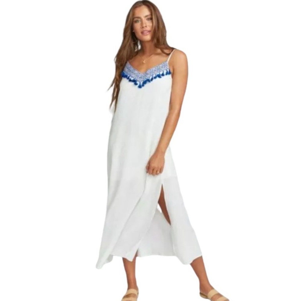 Show Me Your Mumu Angie Casablanca Slip Dress - blues embroidery & tassels XS